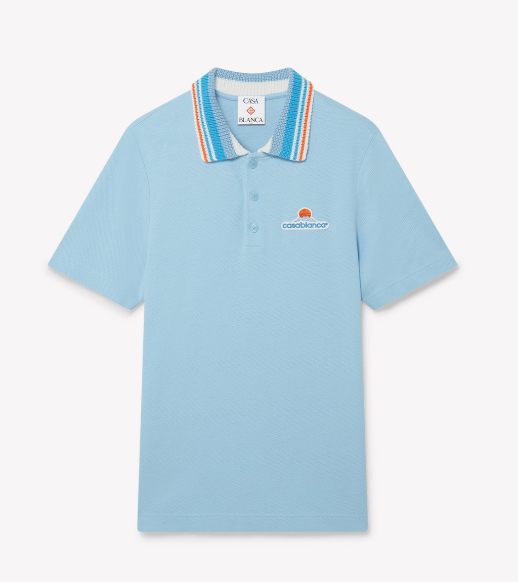 MEN - POLO SHIRT KNIT PIQUE SHORT SLEEVE pale blue - Casa Blanca