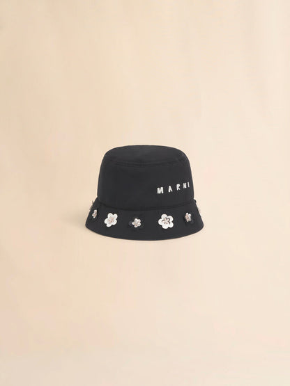 Bob en taffetas noir avec applications florales - Marni