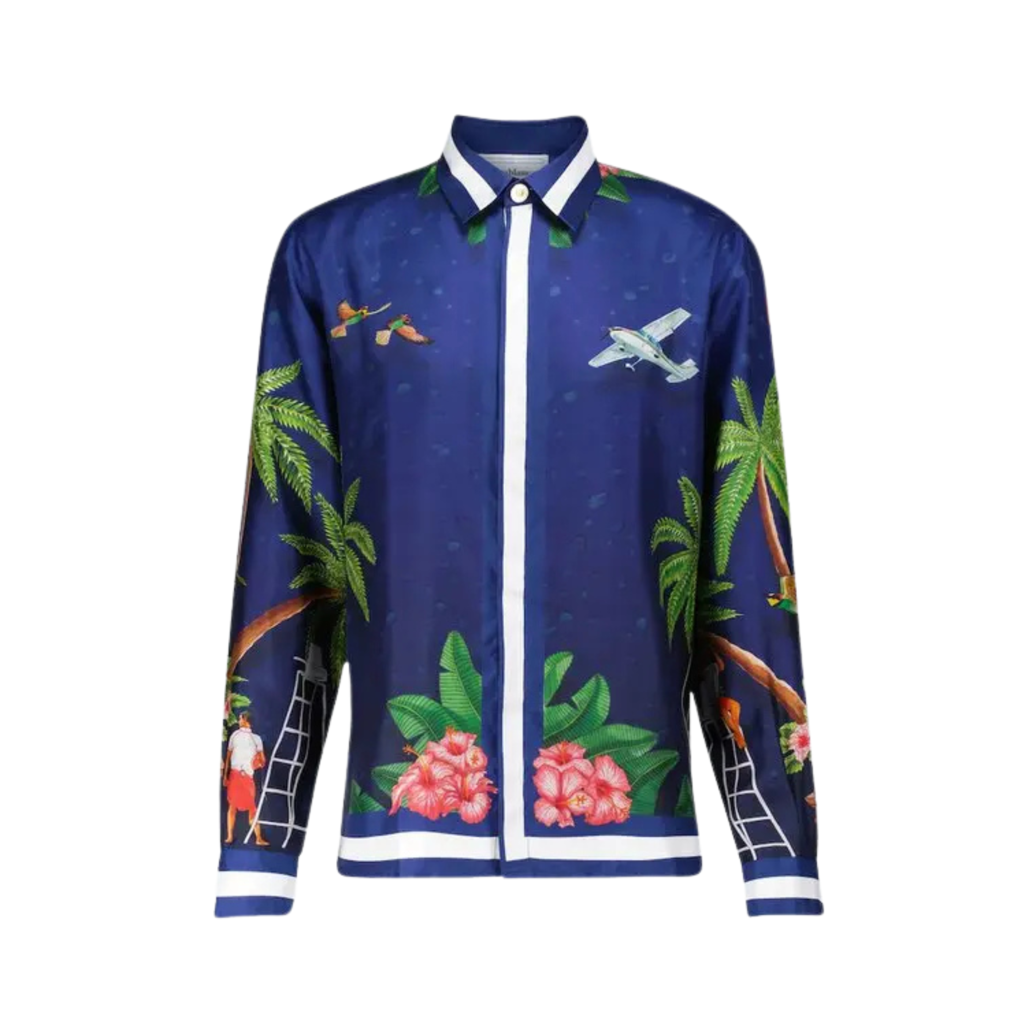 MEN - SILK SHIRT LONG SLEEVE SURF CLUB MIDNIGHT - Casa Blanca