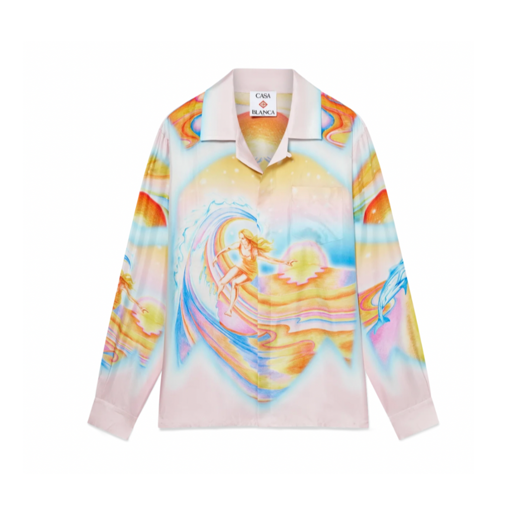 WOMEN - SILK LONG SLEEVE SHIRT NIRVANA PSYCHEDELIC - Casa Blanca