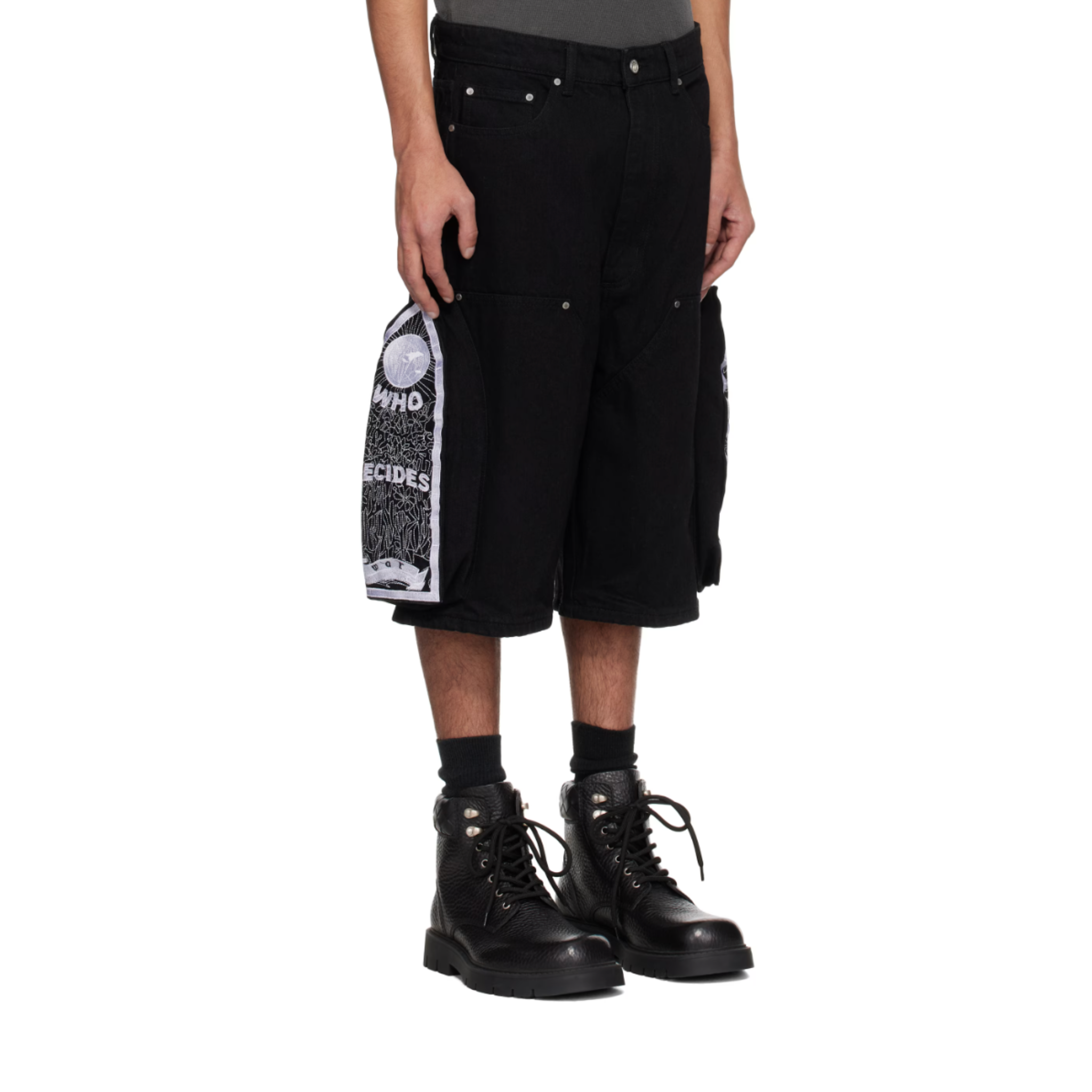 MEN - SHORT SIDE EMBROIDERY - Black - WDW