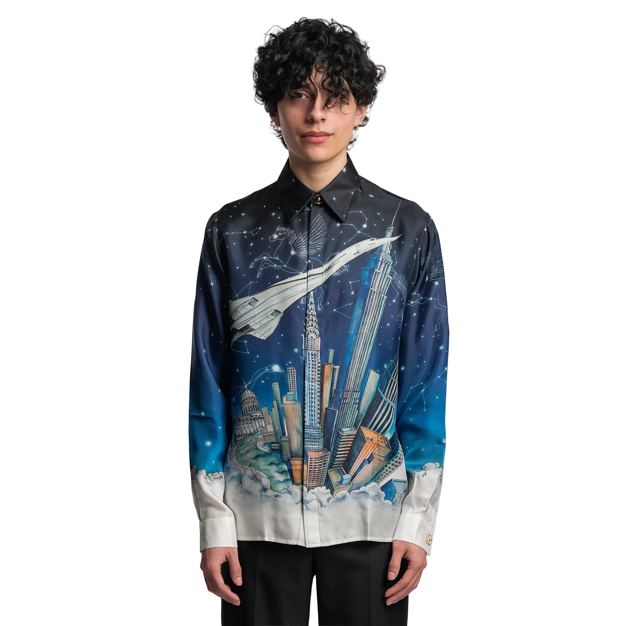 MEN SILK SHIRT LONG SLEEVE VOL DE NUIT Casa Blanca